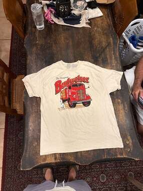 Brew City The Original Budweiser Retro Truck Dalmatian Graphic T-Shirt XL Cream
